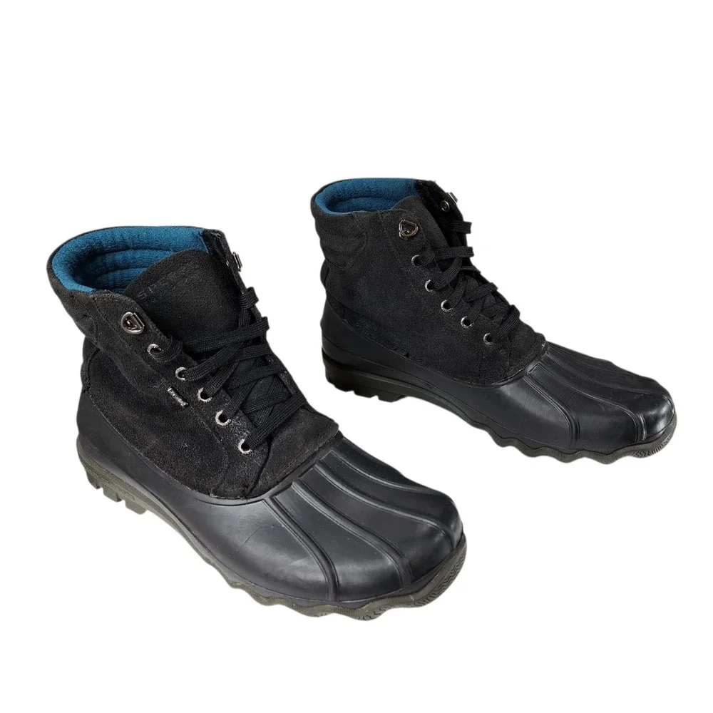 Sperry Top-Sider Duck Boots sz 10M Mens Black Rain‎ Waterproof STS10101 Suede 7